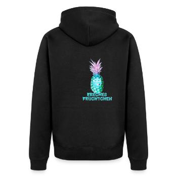 Freches Früchtchen, Ananas,Obst - Unisex Premium Bio Zip Hoodie - Schwarz - Hinten - Nico (187cm)