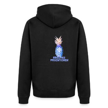 Freches Früchtchen, Ananas,Obst - Unisex Premium Bio Zip Hoodie - Schwarz - Hinten - Nico (187cm)