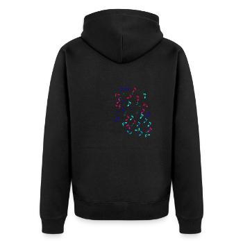 Noten, Musik, bunte Noten - Unisex Premium Bio Zip Hoodie - Schwarz - Hinten - Nico (187cm)