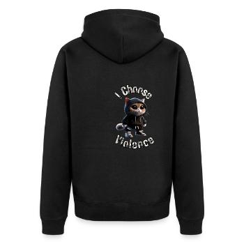 I Choose Violence Cat I Cat Lover I Anti Social - Unisex Premium Organic Zip Hoodie - black - Back - Nico (187cm)