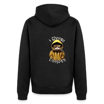 I Choose Violence Cat I Cat Lover I Anti Social - Unisex Premium Organic Zip Hoodie - black - Back - Nico (187cm)