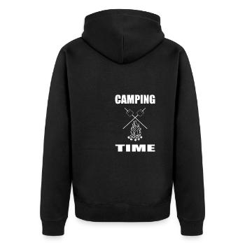 camping - Unisex Premium Bio Zip Hoodie - Schwarz - Hinten - Nico (187cm)