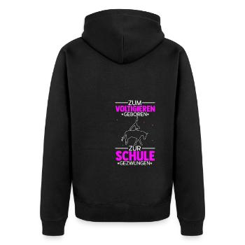 Voltigieren Reiten Pferd Spruch Reiterin Reiterhof - Unisex Premium Bio Zip Hoodie - Schwarz - Hinten - Nico (187cm)