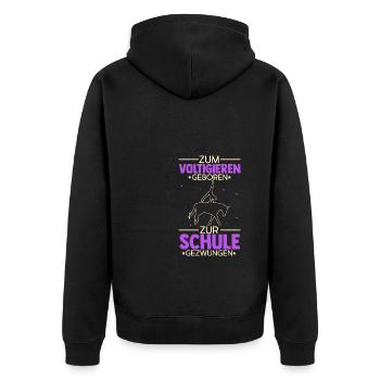 Voltigieren Reiten Pferd Spruch Reiterin Reiterhof - Unisex Premium Bio Zip Hoodie - Schwarz - Hinten - Nico (187cm)