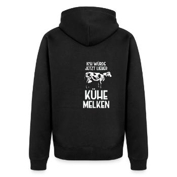 Landwirtschaft Landwirt Traktor Trecker Farm Bauer - Unisex Premium Bio Zip Hoodie - Schwarz - Hinten - Nico (187cm)
