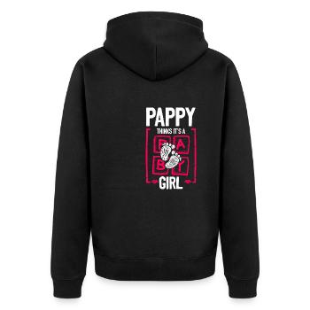 Pappy Thinks It's a Girl Gender Reveal Funny Baby - Unisex Premium Organic Zip Hoodie - black - Back - Nico (187cm)
