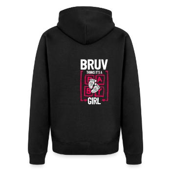 Bruv Thinks It's a Girl Gender Reveal Funny Baby - Unisex Premium Organic Zip Hoodie - black - Back - Nico (187cm)