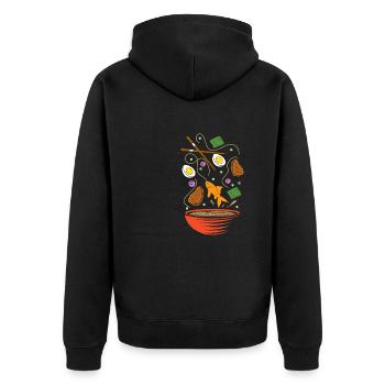 Bol à ramen ironique mangeant des poissons rouges, - Veste à capuche bio Premium Unisexe - noir - Dos - Nico (187cm)