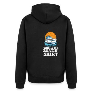 This Is My Boatin Shirt Lake Like Motorboating - Unisex Premium Organic Zip Hoodie - black - Back - Nico (187cm)