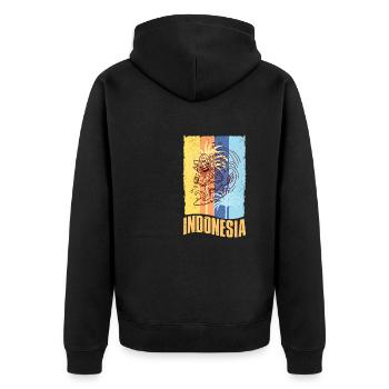 Indonesia Holidays Barong Surfer Summer Wave - Unisex Premium Organic Zip Hoodie - black - Back - Nico (187cm)