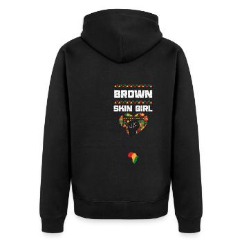 Brown Skin Girl - Unisex Premium Bio Zip Hoodie - Schwarz - Hinten - Nico (187cm)