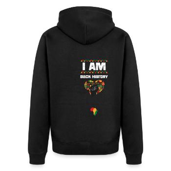 I Am Black History - Unisex Premium Organic Zip Hoodie - black - Back - Nico (187cm)