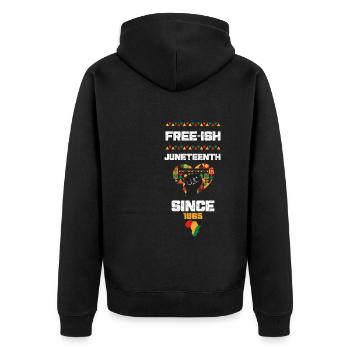 free-ish Juneteenth depuis 1865 - Veste à capuche bio Premium Unisexe - noir - Dos - Nico (187cm)