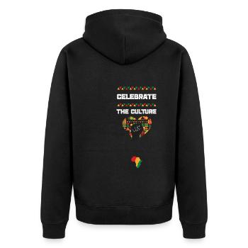 Celebrate the Culture - Unisex Premium Organic Zip Hoodie - black - Back - Nico (187cm)