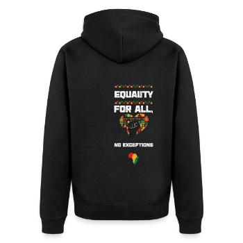 Equality for All, No Exceptions - Unisex Premium Organic Zip Hoodie - black - Back - Nico (187cm)