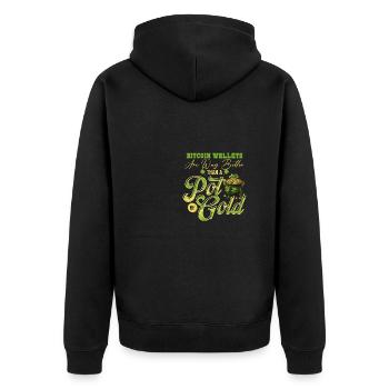 Bitcoin-Wallets sind viel besser als ein Topf voll Gold - Unisex Premium Bio Zip Hoodie - Schwarz - Hinten - Nico (187cm)