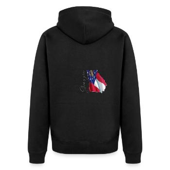 Géorgie (États-Unis) | Drapeau réel | Flag Map Script - Veste à capuche bio Premium Unisexe - noir - Dos - Nico (187cm)