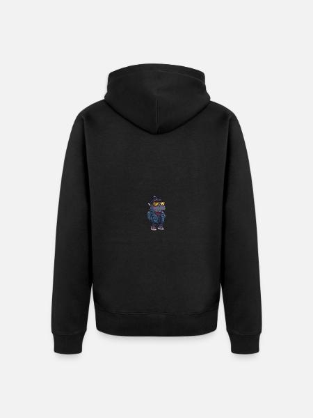 Nilpferd Winter Comic - Unisex Premium Bio Zip Hoodie - Schwarz
