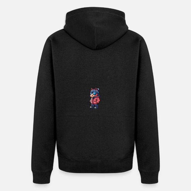 Cheval Hiver Bande Dessinée - Veste à capuche bio Premium Unisexe - noir