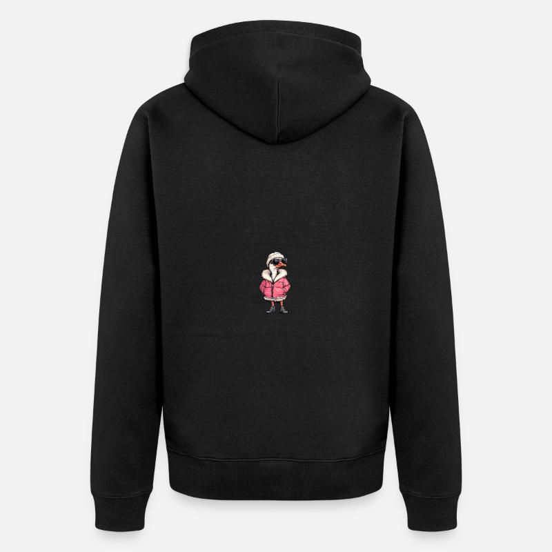 Strauß Winter Comic - Unisex Premium Bio Zip Hoodie - Schwarz