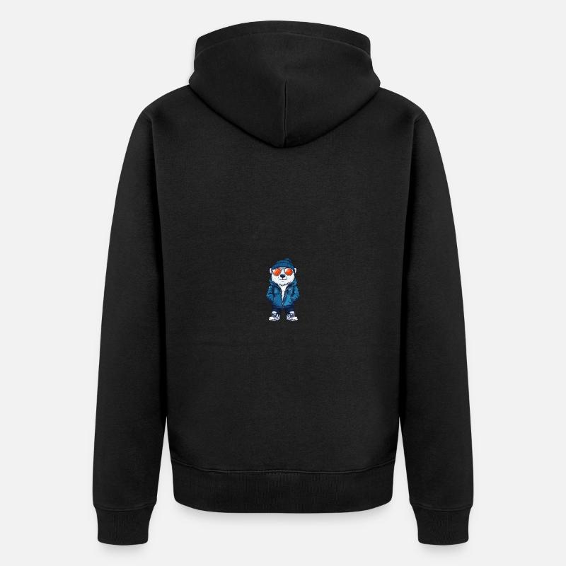 Eisbär Winter Comic - Unisex Premium Bio Zip Hoodie - Schwarz