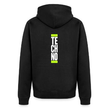 Techno Love Citation Dire Musique Fête Célébrer Logo - Veste à capuche bio Premium Unisexe - noir - Dos - Nico (187cm)