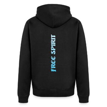 Free Spirit - Unisex Premium Bio Zip Hoodie - Schwarz - Hinten - Nico (187cm)
