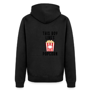 Junge mag Popcorn, der Mais isst Filme anschauen - Unisex Premium Bio Zip Hoodie - Schwarz - Hinten - Nico (187cm)