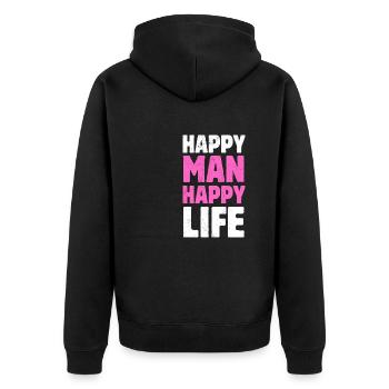 Happy Man Happy Life Husband Happy Life - Unisex Premium Organic Zip Hoodie - black - Back - Nico (187cm)