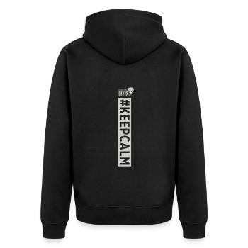Hashtag #KEEPCALM - Unisex Premium Organic Zip Hoodie - black - Back - Nico (187cm)
