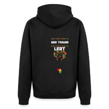 Der Traum lebt - Unisex Premium Bio Zip Hoodie - Schwarz - Hinten - Nico (187cm)