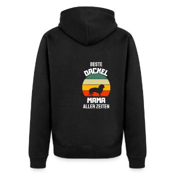 Beste Hunde Mama Hundeliebhaber Retro Dackel - Unisex Premium Bio Zip Hoodie - Schwarz - Hinten - Nico (187cm)