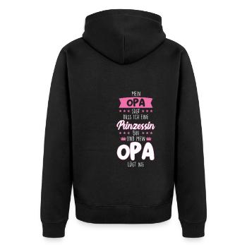 Enkelin Opa Großvater Geschenk - Unisex Premium Bio Zip Hoodie - Schwarz - Hinten - Nico (187cm)