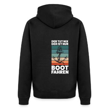 Boot Segeln Segelboot Geschenk - Unisex Premium Bio Zip Hoodie - Schwarz - Hinten - Nico (187cm)