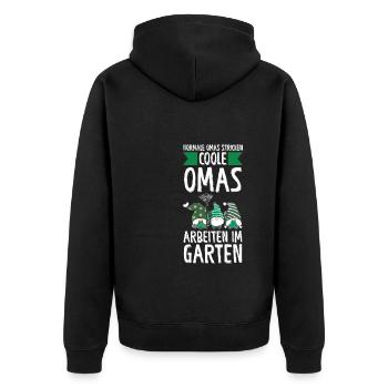 Garten Oma Gnome Gartenarbeit Geschenk - Unisex Premium Bio Zip Hoodie - Schwarz - Hinten - Nico (187cm)