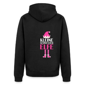 Kleine Schwester Elfe Kleine Schwester Geschenk - Unisex Premium Bio Zip Hoodie - Schwarz - Hinten - Nico (187cm)