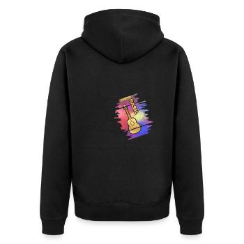 Guitar Basil - Unisex Premium Bio Zip Hoodie - Schwarz - Hinten - Nico (187cm)