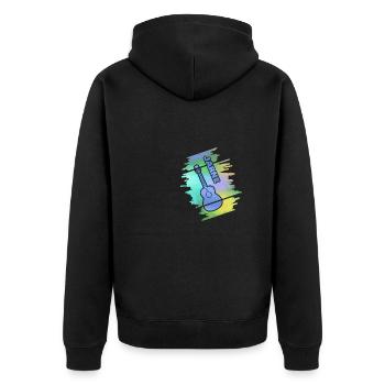 Jarne als Guitar - Unisex Premium Bio Zip Hoodie - Schwarz - Hinten - Nico (187cm)