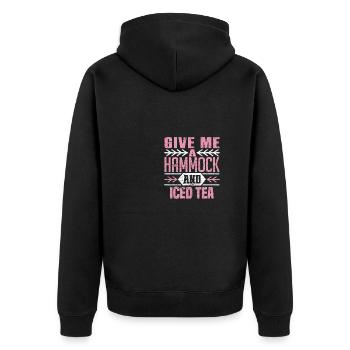 Gib mir Eine Hängematte Und Eistee Entspannungs-Vibes - Unisex Premium Bio Zip Hoodie - Schwarz - Hinten - Nico (187cm)