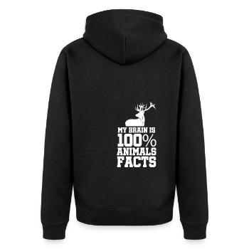 My Brain Is 100% Animal Facts Animal Lover Animal - Unisex Premium Bio Zip Hoodie - Schwarz - Hinten - Nico (187cm)