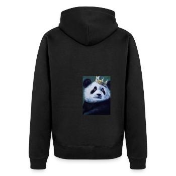Panda with Crown Oil Painting - Unisex Premium Organic Zip Hoodie - black - Back - Nico (187cm)