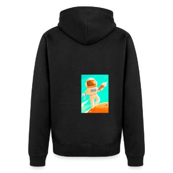 Astronaut mit Eiscreme - Unisex Premium Bio Zip Hoodie - Schwarz - Hinten - Nico (187cm)