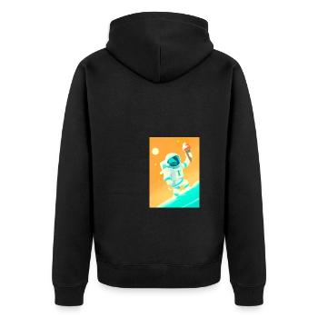 Astronaut mit Eiscreme - Unisex Premium Bio Zip Hoodie - Schwarz - Hinten - Nico (187cm)