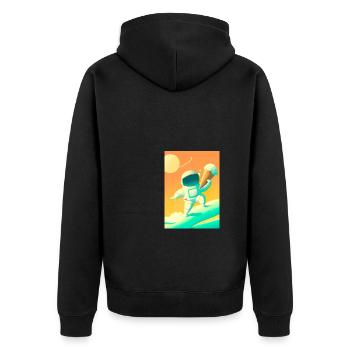 Astronaut mit Eiscreme - Unisex Premium Bio Zip Hoodie - Schwarz - Hinten - Nico (187cm)