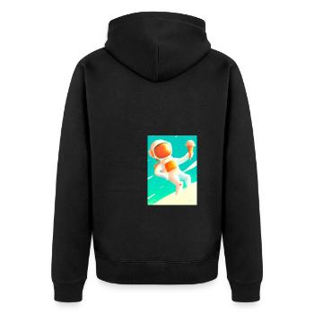 Astronaut mit Eiscreme - Unisex Premium Bio Zip Hoodie - Schwarz - Hinten - Nico (187cm)