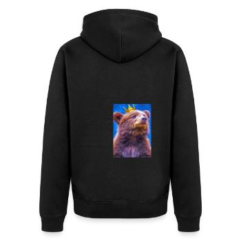 Bär mit Krone - Unisex Premium Bio Zip Hoodie - Schwarz - Hinten - Nico (187cm)