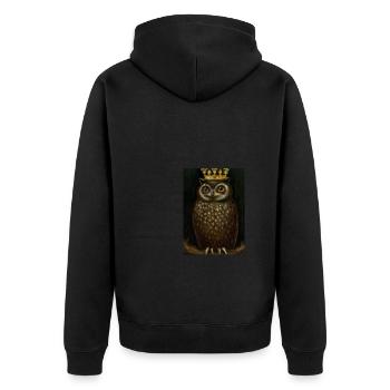 Eule mit Krone - Unisex Premium Bio Zip Hoodie - Schwarz - Hinten - Nico (187cm)