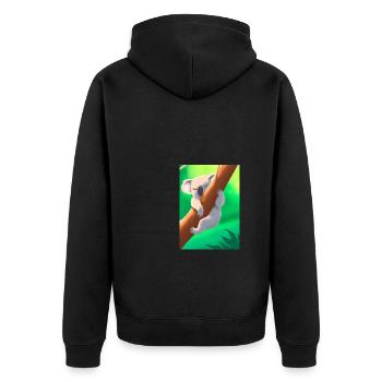 Ein Koala hängt an einem Baum - Unisex Premium Bio Zip Hoodie - Schwarz - Hinten - Nico (187cm)