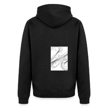 Linien und Punkte - Unisex Premium Bio Zip Hoodie - Schwarz - Hinten - Nico (187cm)