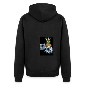 Ananas und Eiswürfel - Unisex Premium Bio Zip Hoodie - Schwarz - Hinten - Nico (187cm)